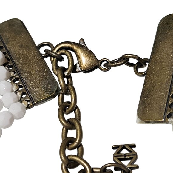 Vintage Elegant White Faceted Glass Beaded Necklace Multi Strand Fashion Jewelry - Picture 3 of 5